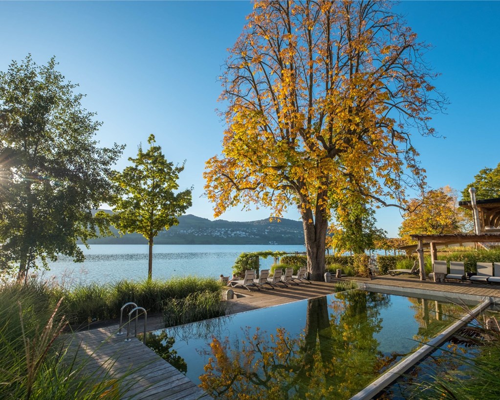 Bio Pool mit Aussicht auf den Hallwilersee, Seerose Resort & Spa Meisterschwanden